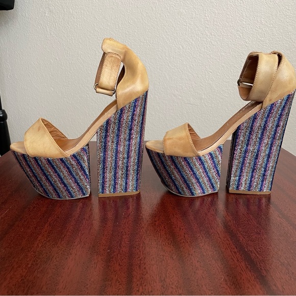 Jeffrey Campbell Disco Multicolored 1970s Platform Sandals - Picture 5 of 13